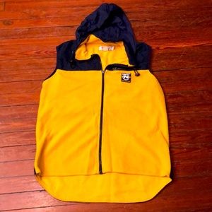Nautica Competition Vintage made in USA Flecce hooded vest large yellow blue